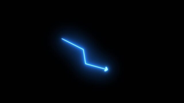 Stock Market Crash Illustration with Decreasing Graph and Arrow Going Down. growth achievement digital. business growth currency stock and investment economy. Motion graphics of down red arrow