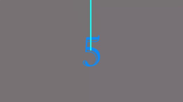 Blue number 8 with light beam and dark gray background eight