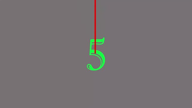 A bright green number 8 with a red line and gray shadow on a dark gray background number eight numeral