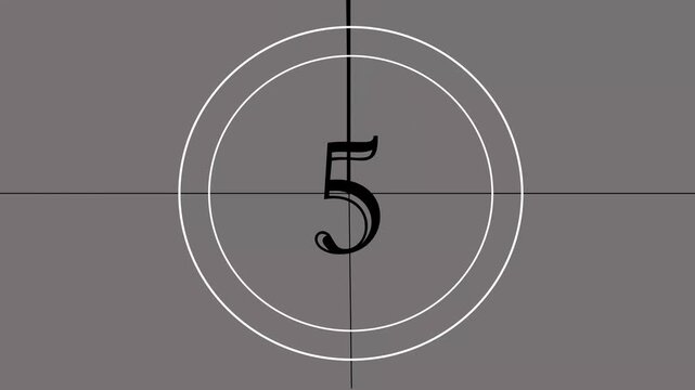Vintage film countdown leader with number 8 and concentric circles movie cinema