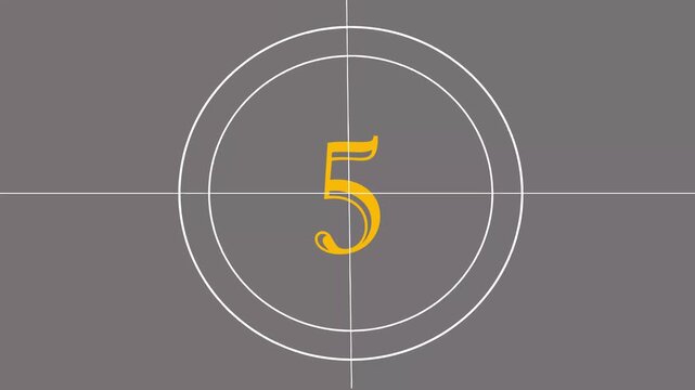 Film countdown leader with yellow number 8 and white circles vintage movie