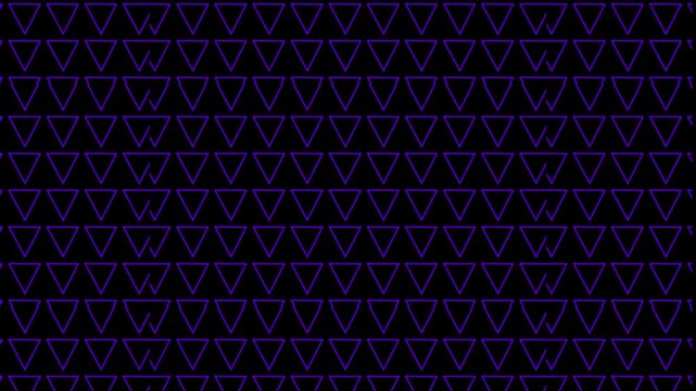 A repeating pattern of purple triangle outlines on a black background geometric