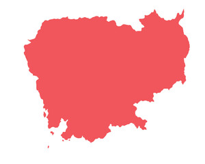 Map of Cambodia, sign silhouette. World Map Globe. Vector Illustration isolated on white background. Asian continent.