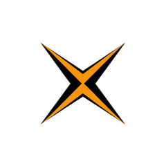 Obraz premium Abstract Geometric Design Featuring a Bold Orange and Black Cross Symbol on White Background