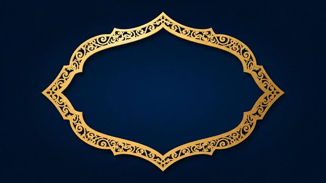Golden Ornate Frame on Dark Blue Background.