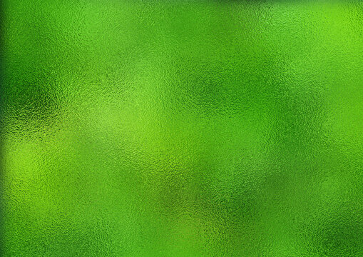 Textured Frosted Glass Surface with a Vibrant Green Gradient and Soft Diffused Lighting. Green Foil Texture Background.