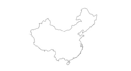 Obraz premium Outline Map of China on Isolated White Background
