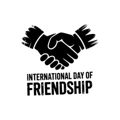 Obraz premium International day of friendship vector banner with silhouette handshake symbol