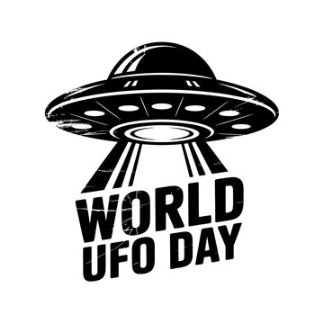 World ufo day flying saucer illustration alien abduction theme