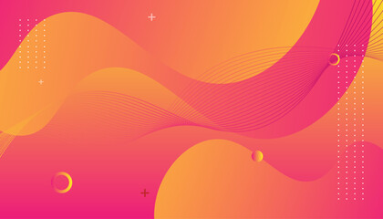 Abstract Pink Orange Fluid Wave Background with Modern Gradient Shapes
