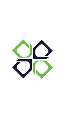 Obraz premium Abstract Geometric Design with Interlocking Shapes in Green and Dark Blue Color Scheme