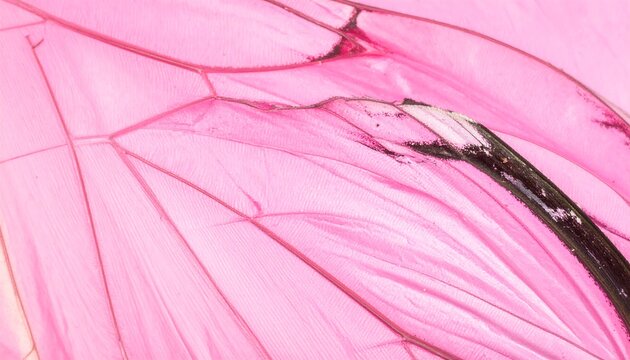 Macro of a pink butterfly wing showing intricate veining and translucent textures, abstract and softly colored