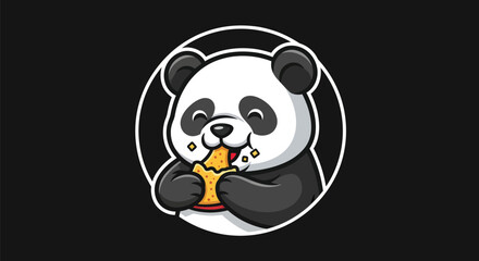 Cartoon panda eating food graphic © Sastro