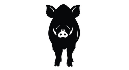 Fototapeta premium A striking black silhouette of a pig facing the viewer silhouette