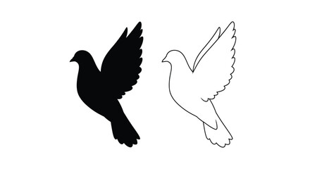 Fototapeta premium Two birds in contrasting styles one a dark silhouette