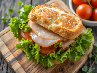 sandwich with ham and vegetables