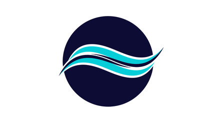 Fototapeta premium Abstract Logo Design: Blue Circle with Wavy Lines, Ideal for Business Branding