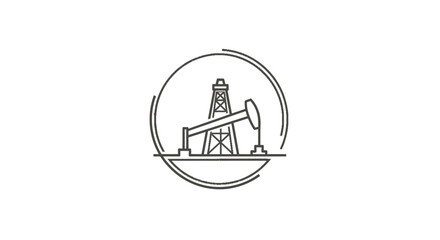 Naklejka premium Abstract Oil Rig Illustration In A Circular Frame Depicting Energy Exploration and Production