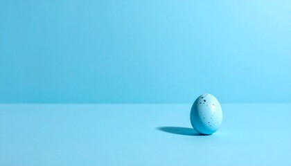 パステルブルー背景のミニマルイースター 卵と広いコピースペース