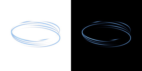Blue Neon Ring Glow Effect – Abstract Light Speed Lines, Glowing Circular Frame and Futuristic...