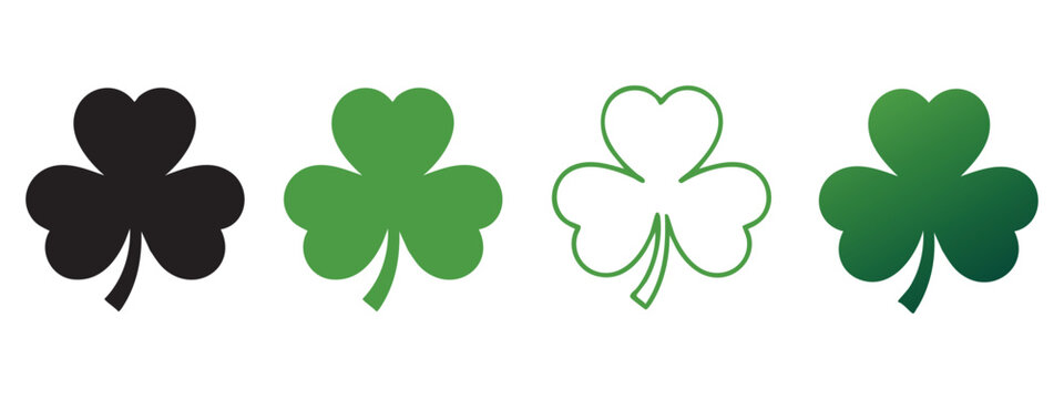 Set of 4 shamrock leaf icons vector illustration.
