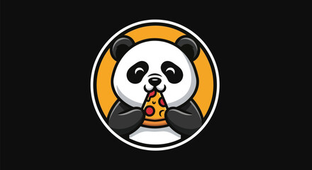 Cartoon panda eating pizza slice © Zero