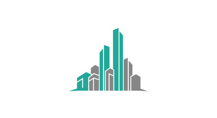 Fototapeta premium Architectural Illustration Depicting a Stylized Cityscape with Modern and Minimalist Buildings