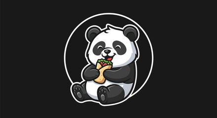 Cartoon panda enjoying food © Zero
