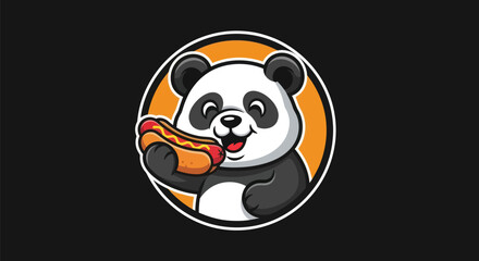 Cartoon panda with hotdog © Zero