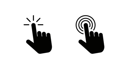 Obraz premium Minimalist flat vector illustration of hand touch icons displayed side by side.