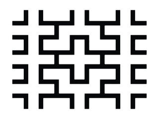 Obraz premium Black and White Geometric Pattern Design with Interconnected Lines and Shapes