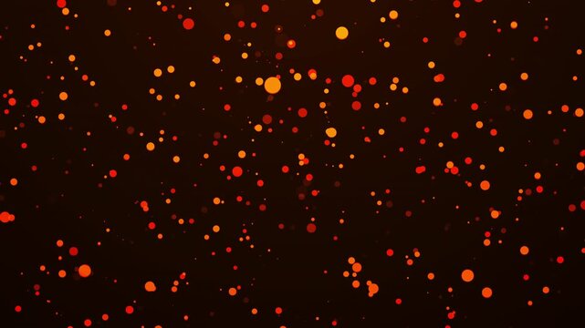 abstract glowing red and orange particles floating on dark background with soft light bokeh effect and smooth motion