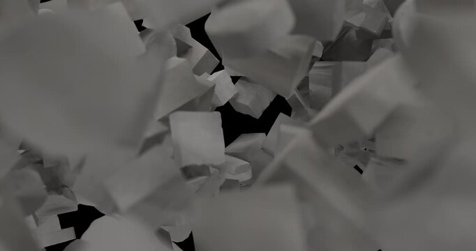 Realistic 3D concrete blocks and chunks falling and piling up. Perfect for construction, demolition, impact, or rubble scenes. 4K UHD with transparent background (alpha).