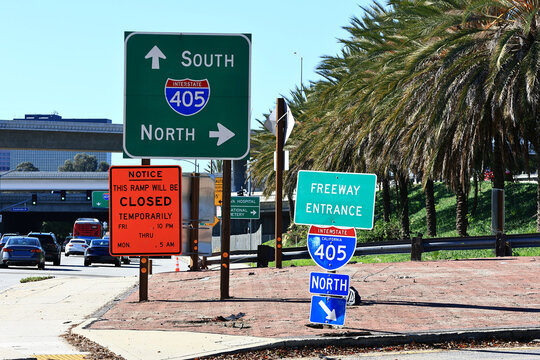 Freeway entrance sign Interstate California 405 North