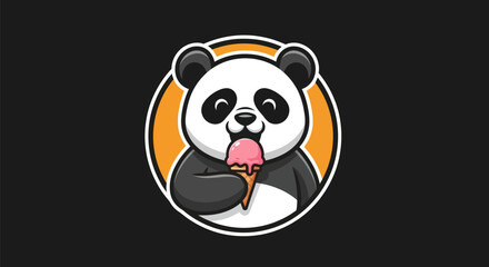 Cartoon panda eating ice cream © Zilong