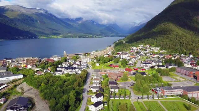 Andalsnes town aerial view in Norway