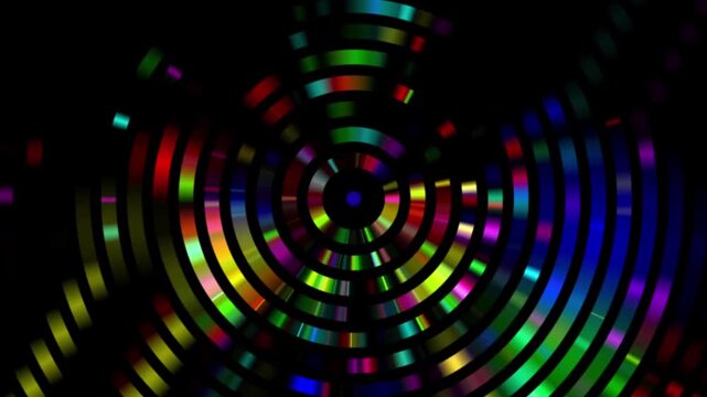 Abstract colorful circular light streaks rotating and flashing in a seamless loop for vj backgrounds