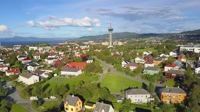 Trondheim aerial panoramic view, Norway