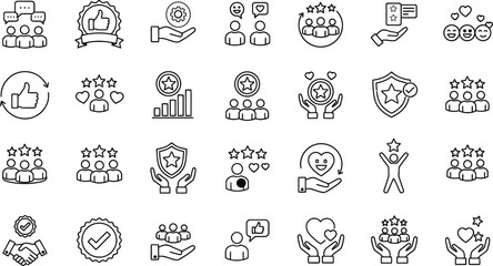 Obraz premium Business and finance flat design vector icon set, scalable symbols for success, money, and growth, minimalist outline illustration