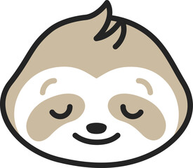 Obraz premium Sleeping sloth head. Lazy animal kawaii face
