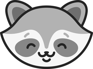 Fototapeta premium Kawaii raccoon face. Happy animal color head
