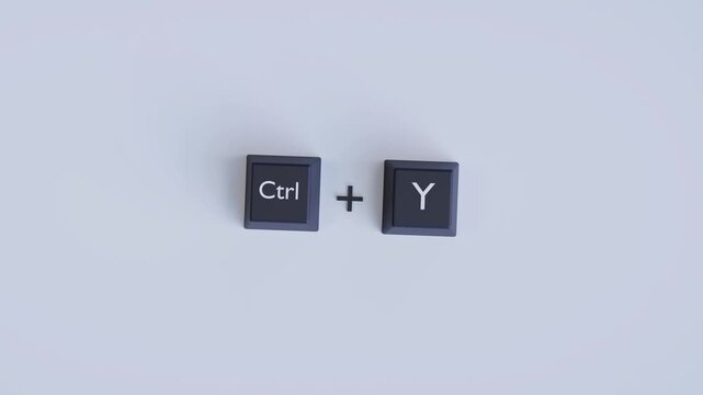 4K 3D Ctrl Y Keyboard Shortcut Animation &ndash; Computer Redo Command Key Concept Technology 3D Video Animation