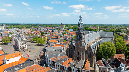 Obraz premium European historic town view with city hall and church