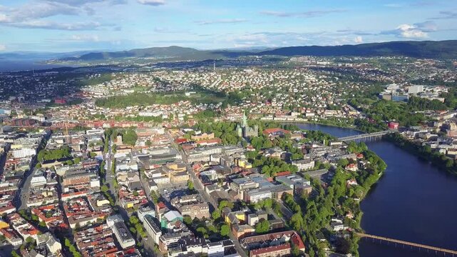 Trondheim aerial panoramic view, Norway