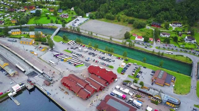 Flam aerial view, Sognefjord in Norway
