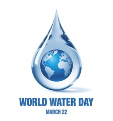 Obraz premium World water day logo with earth globe in a water droplet