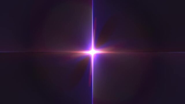 Cinematic glowing lens flare pulse with purple and orange light rays abstract motion background video
