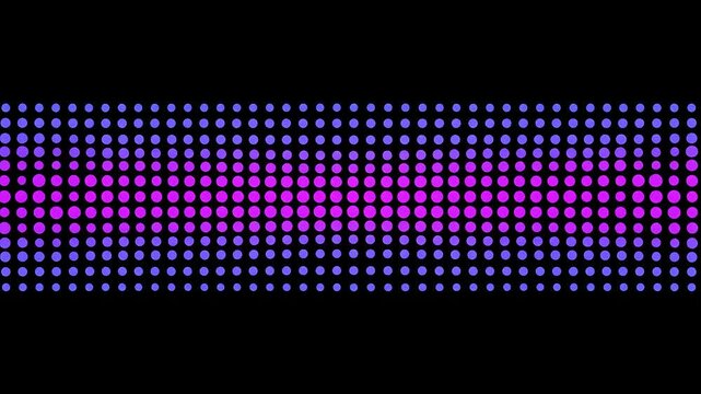 A horizontal band of colorful, graduated circles against a black background