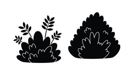 Black foliage designs showcasing varying bush shapes a striking silhouette © MDEmon