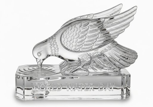 Silver eagle award trophy sculpture flying on crystal base achievement success